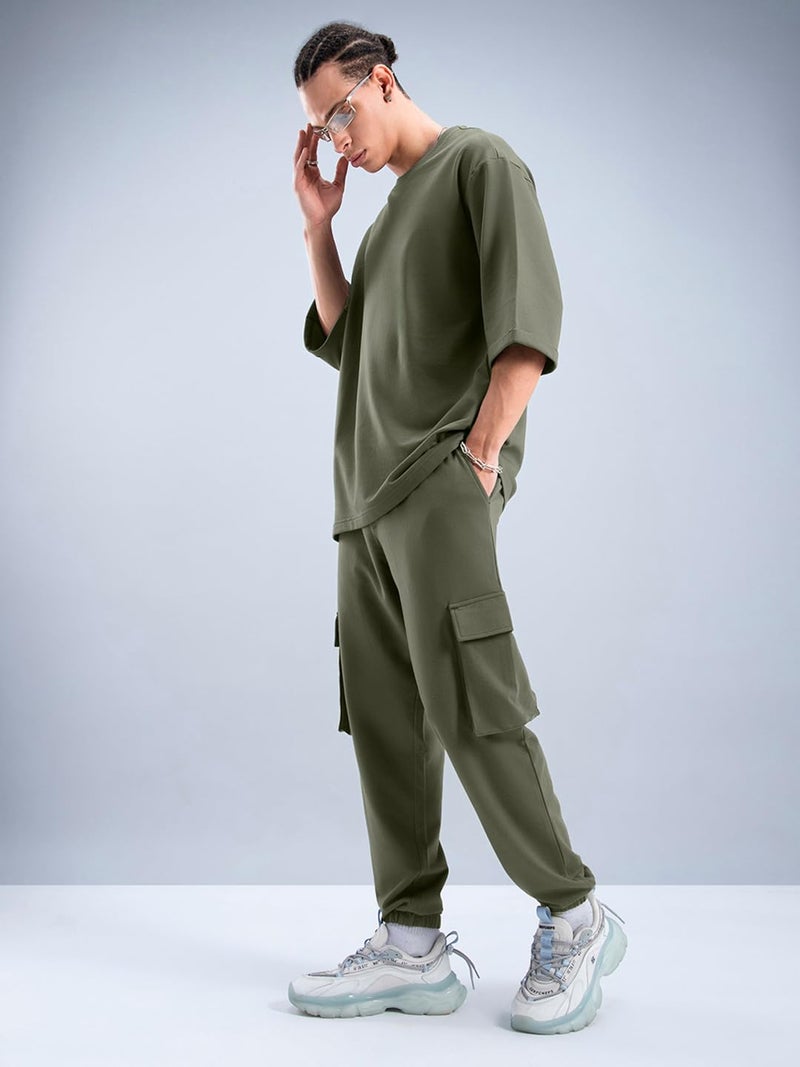 Bewakoof Air 1.0 Men's Solid Oversized Joggers_552881_Green_2XL - Image 4