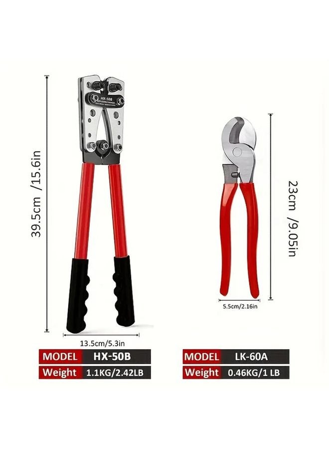 HX 50B Cable Crimping Tool With Cutter 6 50mm For 10 1 0 AWG Wires - Image 2