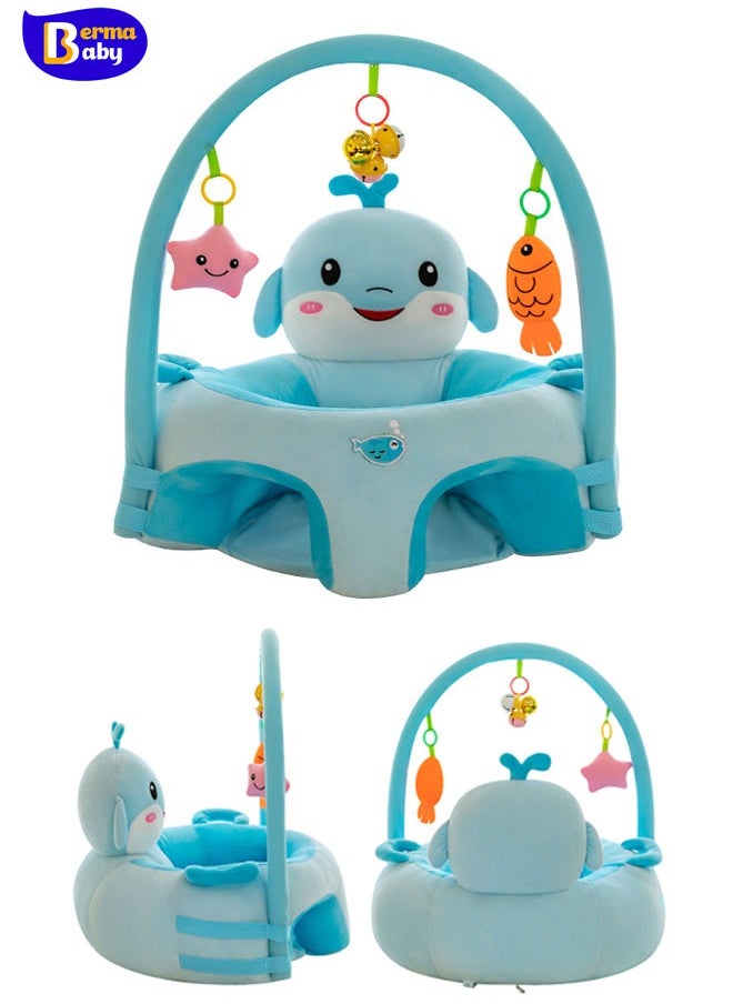 Berma Baby Baby Sitting Support Seat Sofa With Toys Rack, Infant Learning Chair - Crystal Velvet Fabric, PP Cotton Filling, Perfect Toddler Gift to Learn to Sit  - Image 1