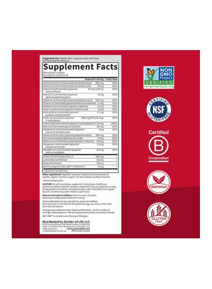 Garden of Life Dr. Formulated Multi Plus Heart Health 30 Capsules - Image 2