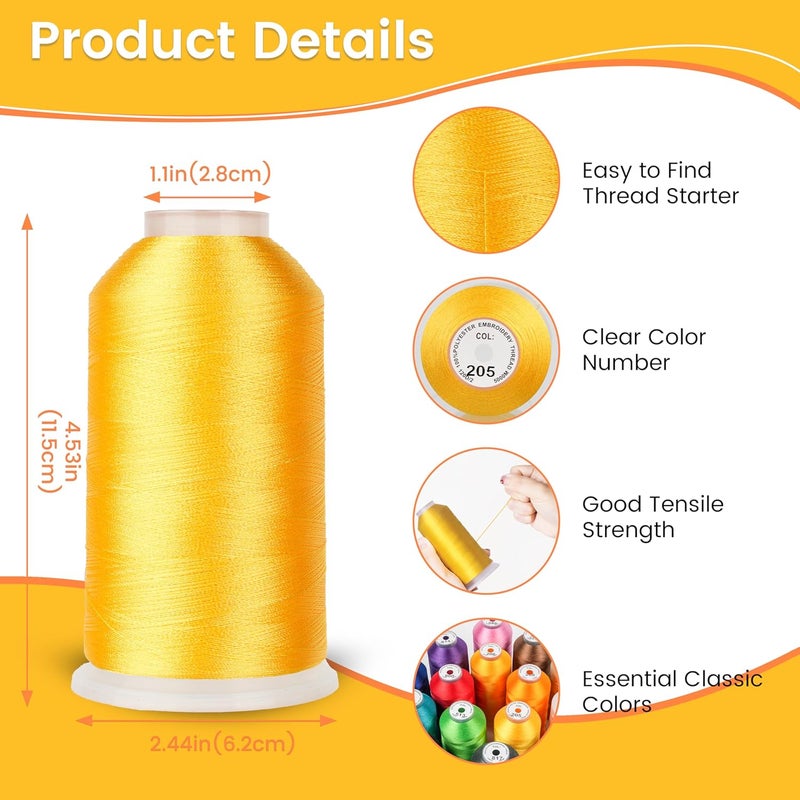 New brothreads - 15 Starter Colors of Huge Spool 5000M Polyester Embroidery Machine Thread for Commercial and Domestic Embroidery Machines - Image 3