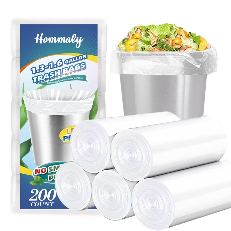 Hommaly 15 Gallon 200 pcs Small Clear Trash BagsFit1316 Gal Strong 13 Gallon 16 gallon Garbage BagsBathroom Trash Can Bin LinersUnscentedMini Bags for Waste Basket LinerFit 56 Liters - Image 3