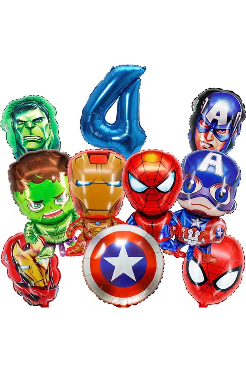 as picture 4 Marvel Superhero Birthday Balloon set SpiderMan Iron Man Hulk Foil Balloon Number Ballo