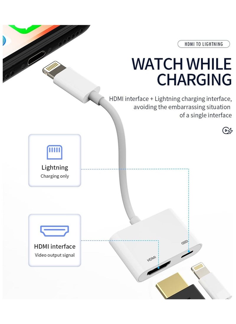 Generic - Lightning to Hdmi Adapter for TV Compatible for iPhone 12 13 Pro Max Splitter Digital AV Female Port Converter and Charging Connector Cord Projector - Image 1