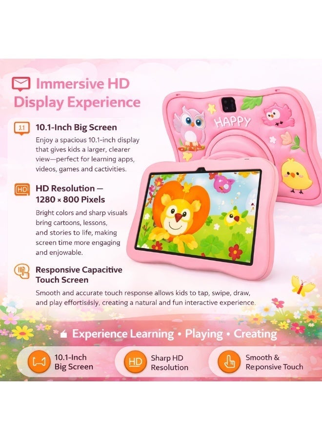 Telzeal P103 Kids Tablet 10.1 Inch HD Display, Android 13, 8GB RAM 512GB Storage, Dual Camera, 8000mAh Battery, Shockproof Protective Case, Portable Android Tablet for Kids Learning, Games, Videos & Entertainment – Pink - Image 2