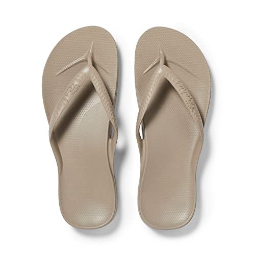 Archies Arch Support Flip Flops for Men & Women – Orthotic Sandals for Plantar Fasciitis Relief – Lightweight, Cushioning, Shock-Absorbing Sandals for Walking, Foot Pain & All-Day Comfort - Taupe (US Men's 10 / US Women's 11) - Image 1