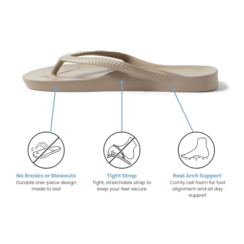 Archies Arch Support Flip Flops for Men & Women – Orthotic Sandals for Plantar Fasciitis Relief – Lightweight, Cushioning, Shock-Absorbing Sandals for Walking, Foot Pain & All-Day Comfort - Taupe (US Men's 10 / US Women's 11) - Image 4