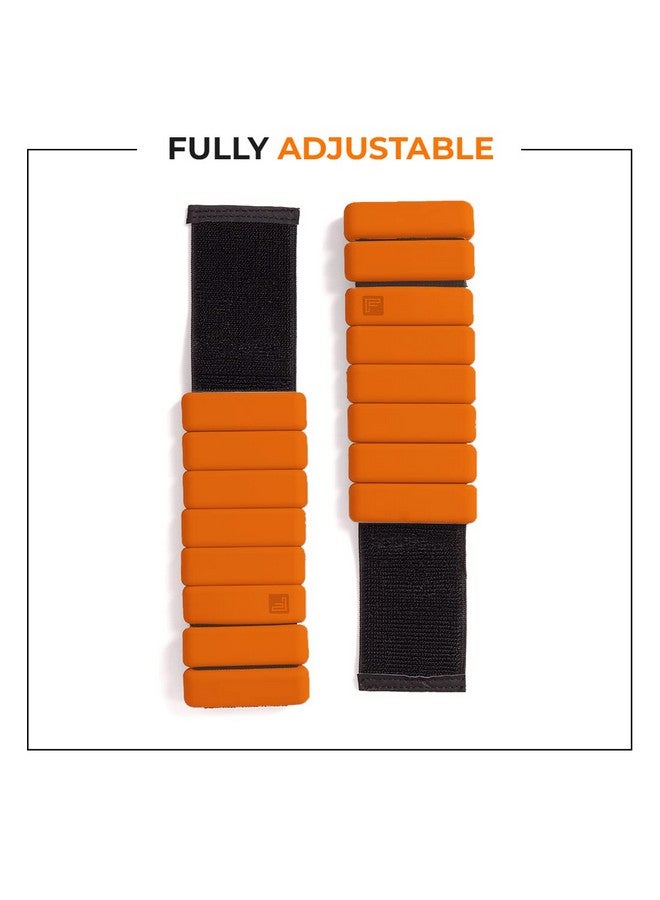 Flexnest The Flexbangle Wrist & Ankle Weights Set, Adjustable & Sweat Resistant for Dance, Exercise, Walking, Jogging, Gymnastics, Yoga, Cardio, Free Size, Pack of 2, 1 Pound Each - Orange - Image 2