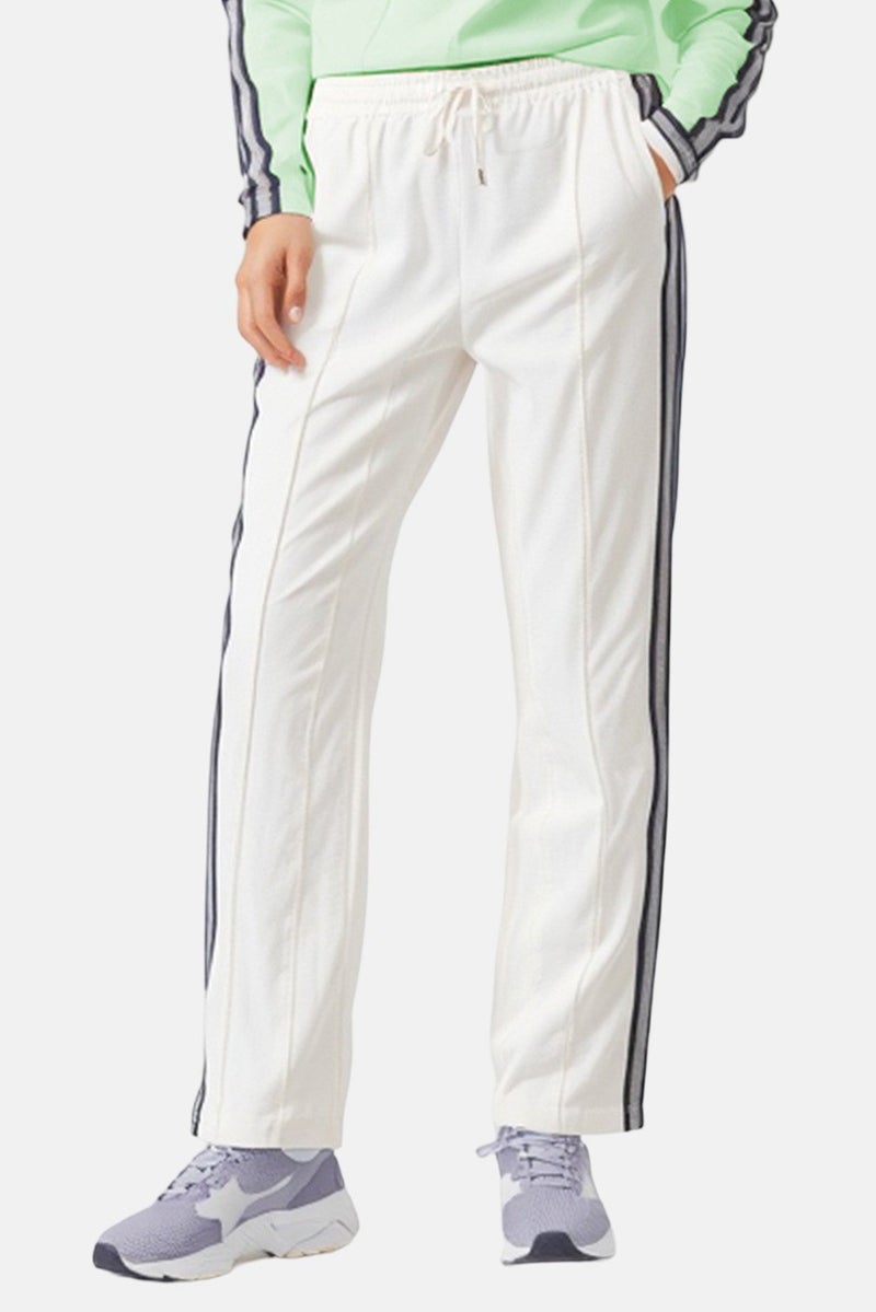 Reiko Women Street Fit Solid Straight Leg Pants, White - Image 1