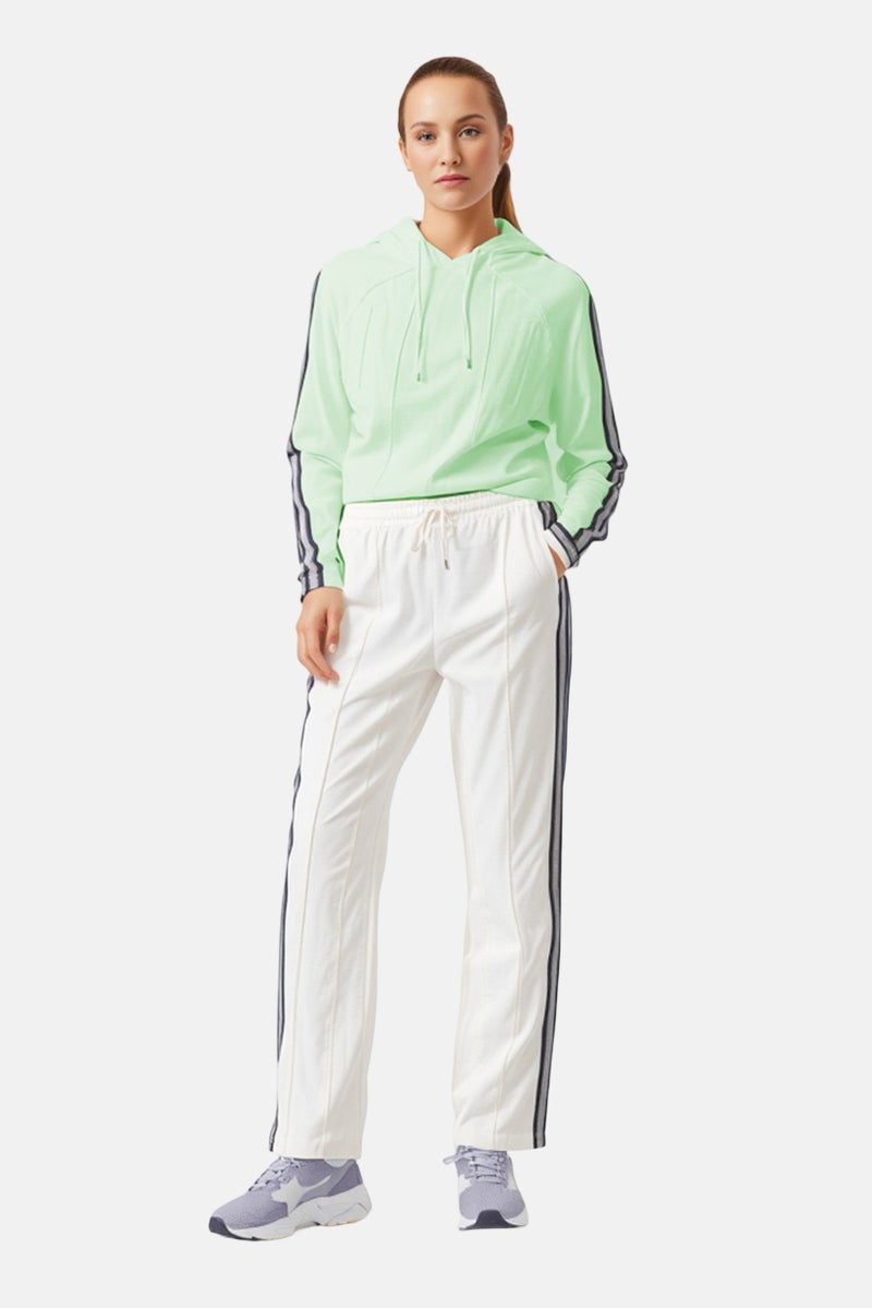 Reiko Women Street Fit Solid Straight Leg Pants, White - Image 2