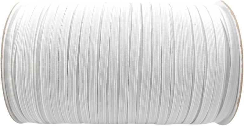 Aakriti Elastic Knitted Crochet for Mask Making Elastic Ribbed Fabric Spool Elastic Bands Elastic Rope Elastic Cord Heavy Stretch Elastic Spool Knit for Sewing White 4mm C3 300 Meter - Image 1