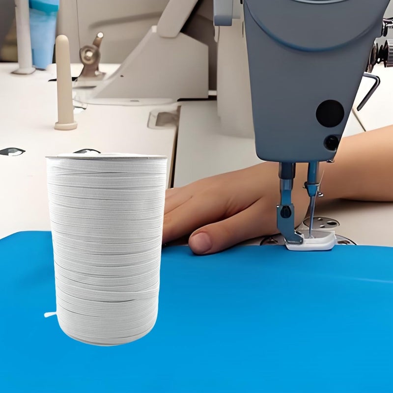 Aakriti Elastic Knitted Crochet for Mask Making Elastic Ribbed Fabric Spool Elastic Bands Elastic Rope Elastic Cord Heavy Stretch Elastic Spool Knit for Sewing White 4mm C3 300 Meter - Image 3