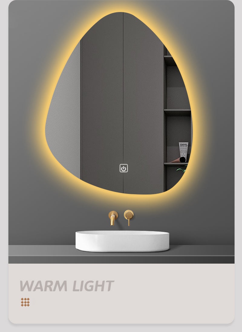 Sharpdo Creative Water Drop Shape LED Bathroom Mirror with Light, Wall Mounted, 3-Color Stepless Dimming, Touch Switch  - Image 4