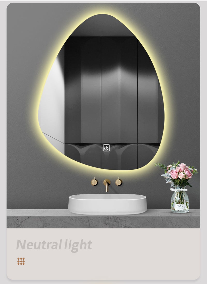 Sharpdo Creative Water Drop Shape LED Bathroom Mirror with Light, Wall Mounted, 3-Color Stepless Dimming, Touch Switch  - Image 5