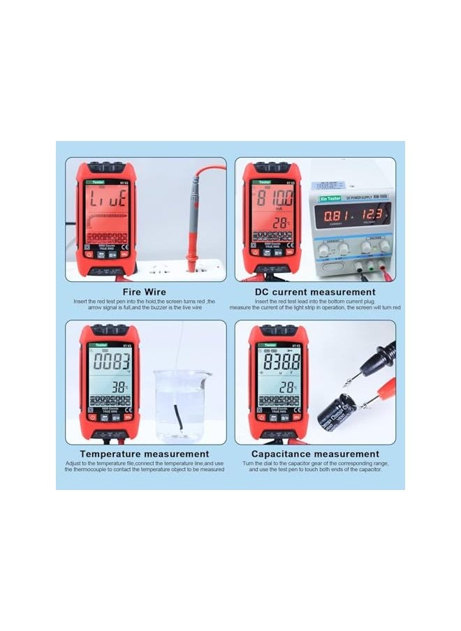 promass Digital Multimeter, 9999 Counts TRMS Auto-Ranging Voltmeter, Accurate AC/DC Voltage, Amp, Ohm, Capacitance, Frequency, and Diode Measurement with Backlight and Flashlight