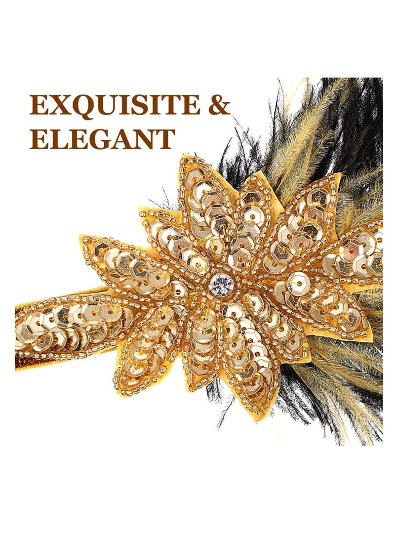 Flapper Headband Roaring 1920s Gatsby Costume Headwear Sequin Wedding Headpiece Accessories  for Women for Art Decor Pageant Themed Party