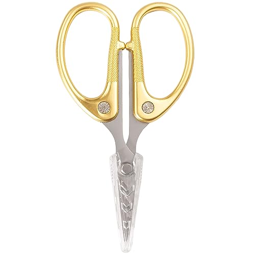 BambooMN JubileeYarn Sharp Titanium Embroidery Craft Scissors w/Sheath - Gold - 1 Pair - Image 1