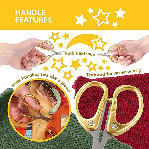 BambooMN JubileeYarn Sharp Titanium Embroidery Craft Scissors w/Sheath - Gold - 1 Pair - Image 5