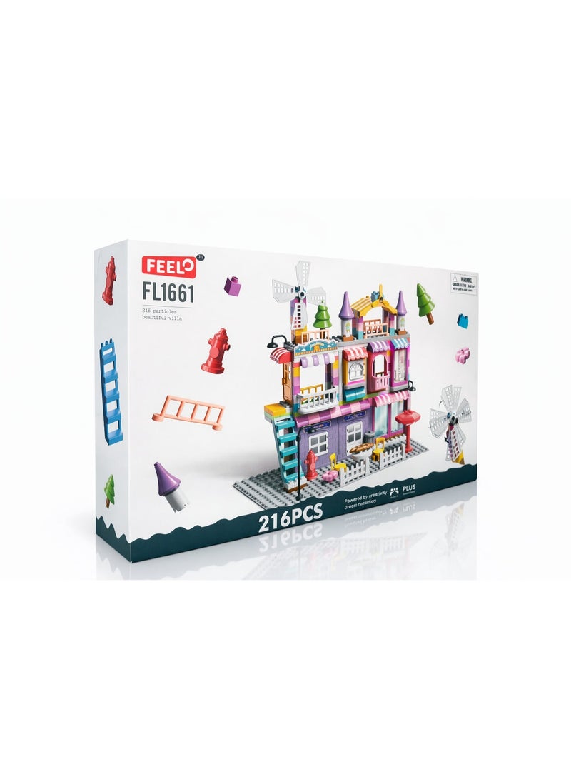 FEELO Villa Building Blocks Set for Kids – 216 Pieces Creative House Construction Toy Ages 6+ - Image 3