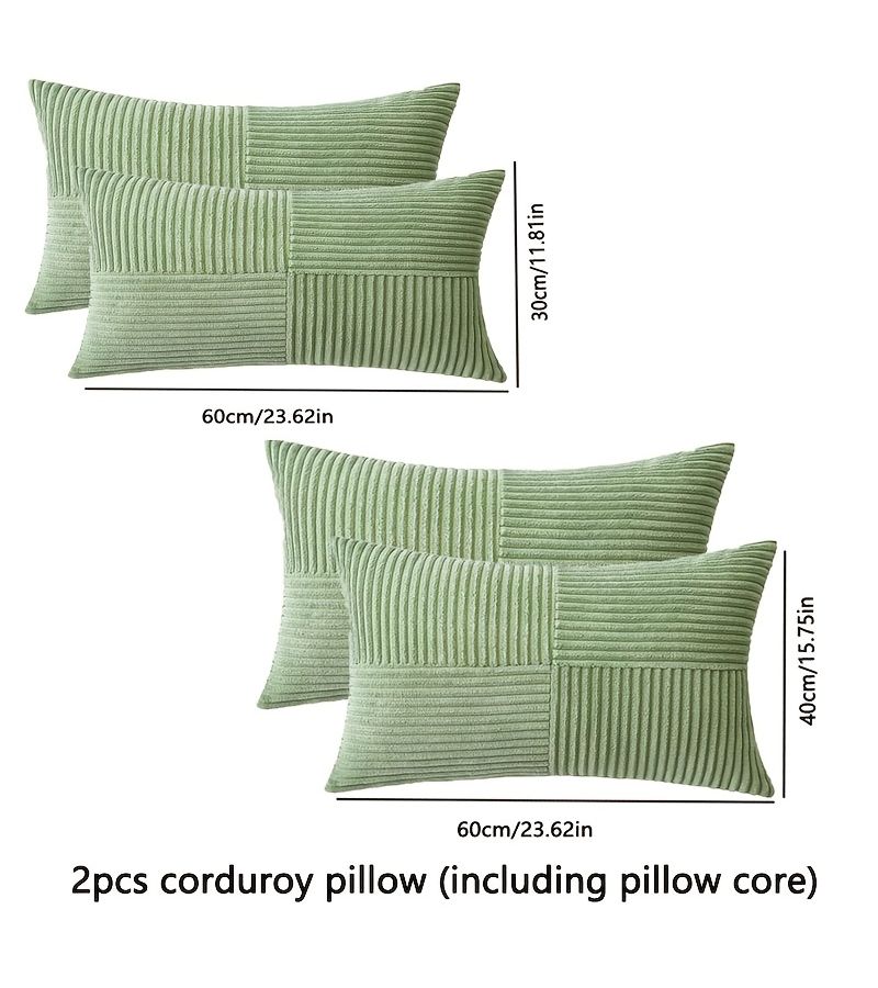 2pcs Set Yellow Corduroy Rectangular Decorative Waist Pillows 30x60cm With Pillow Core For Car Office Living Room Sofa Bedroom - Image 3