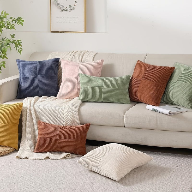 2pcs Set Yellow Corduroy Rectangular Decorative Waist Pillows 30x60cm With Pillow Core For Car Office Living Room Sofa Bedroom - Image 4