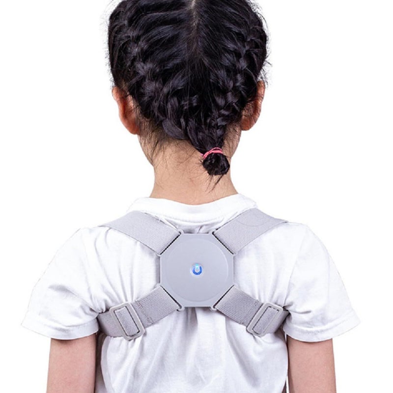 USB Rechargeable Posture Corrector Belt Adjustable Grey Back Brace with Vibration Reminder - Image 2