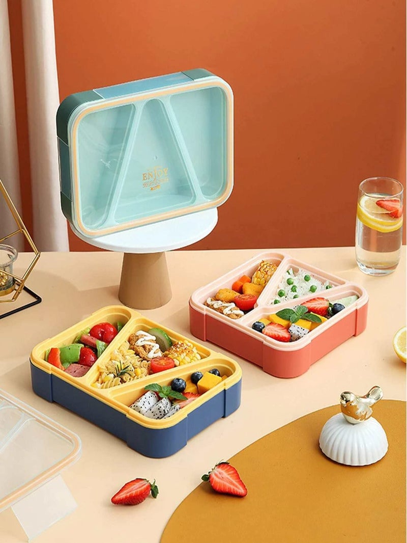 FunBlast Lunch Box for Kids & Adults – 3-Compartment Plastic Tiffin Box with Fork, Ideal for School, Office & Snacks (Orange) - Image 5