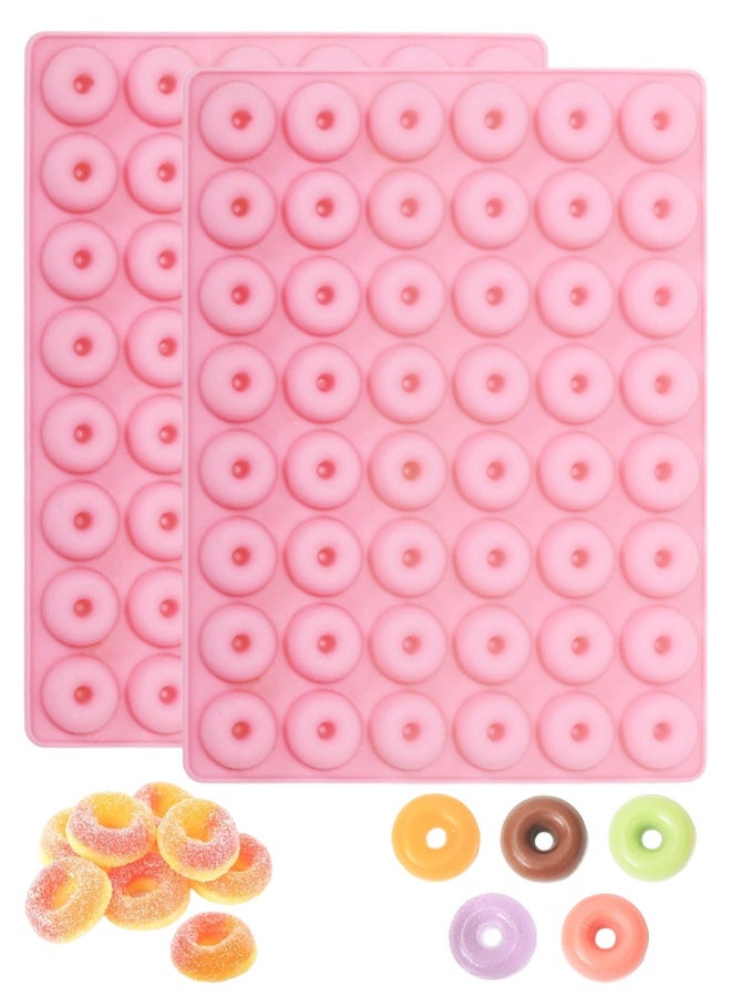 2 PCS Mini Donut Silicone Mold, 48 Cavities Donut Molds For Chocolate Candy Gummy, Food Grade Silicone Mini Doughnut Molding Trays For Homemade Mint/Snacks/Cake Decoration - Image 1