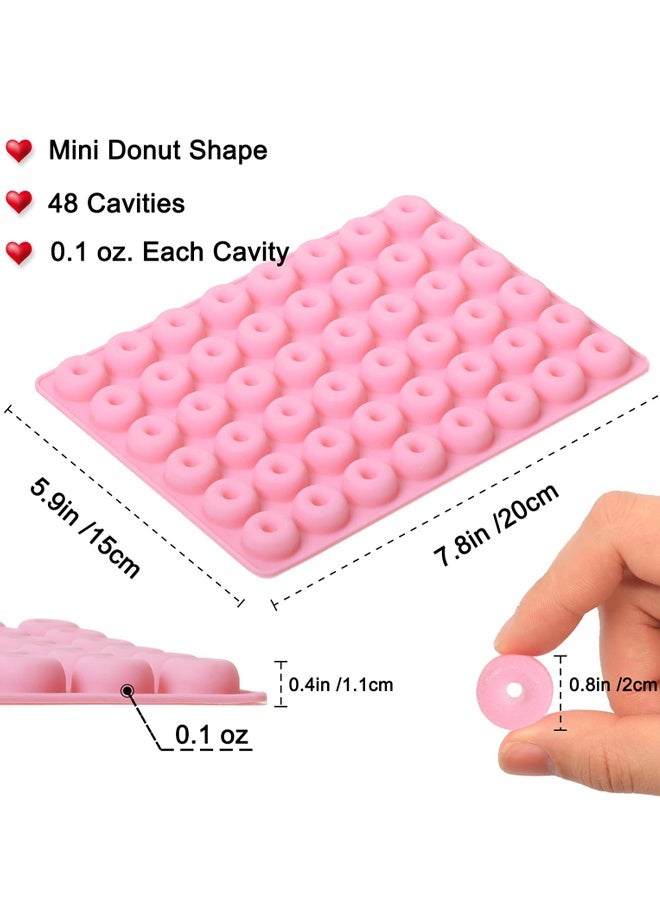 2 PCS Mini Donut Silicone Mold, 48 Cavities Donut Molds For Chocolate Candy Gummy, Food Grade Silicone Mini Doughnut Molding Trays For Homemade Mint/Snacks/Cake Decoration - Image 2
