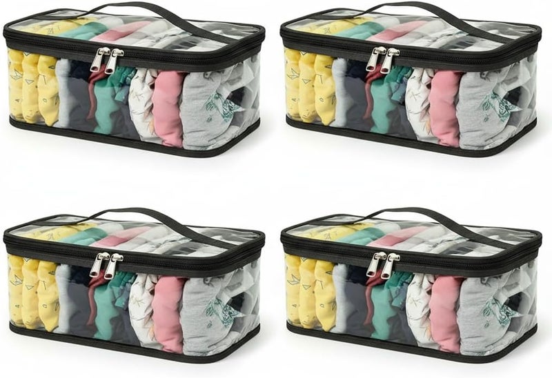 GROFFY Drawer Organizers for Underwear, Innerwear Organizer Legging Storage Bag Dupatta Organizer Bag, Storage Organizer Pouch, Wardrobe Organizer and Space Saver,Undergarment Organiser (SET OF 4) - Image 1