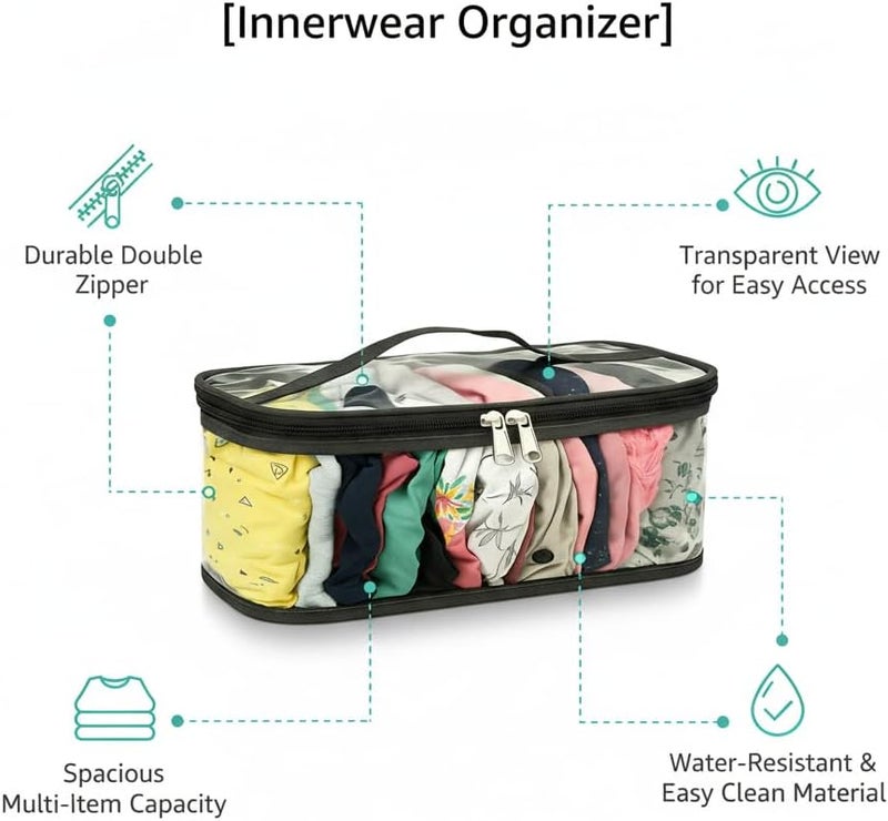 GROFFY Drawer Organizers for Underwear, Innerwear Organizer Legging Storage Bag Dupatta Organizer Bag, Storage Organizer Pouch, Wardrobe Organizer and Space Saver,Undergarment Organiser (SET OF 4) - Image 4
