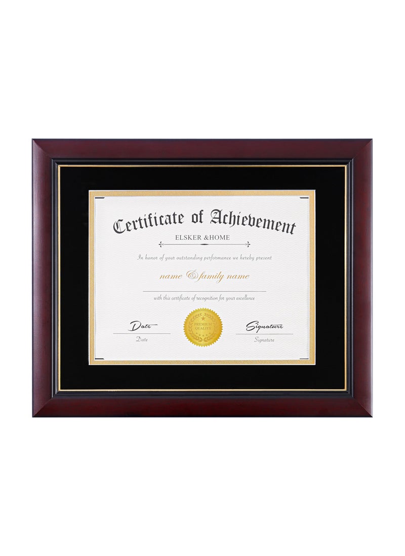 ELSKER&HOME ELSKERHOME Picture Frame  Classic Cherry Wood 105x11 inches Certificate Frame with SemiTempered Glass Velvet Mat Black 