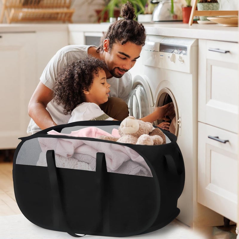 BATTOO 100L Collapsible Laundry Baskets, Tear Proof Pop Up Laundry Hamper with Dual Handles, Large Foldable Laundry Basket, Easy to Carry Laundry Hamper for Home, Laundry Room, Bedroom, Dorm, Travel Black - Image 2