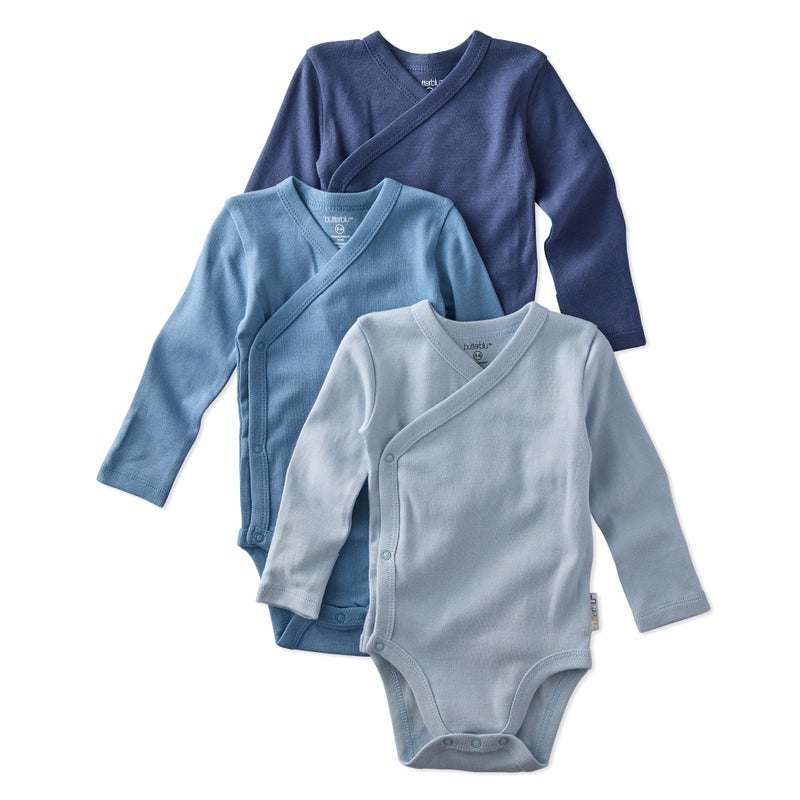 Butterblu Sterling 3-Pack Kimono Bodysuits 100% Organic Cotton Side Snap for Baby Boys & Girls, Terra, 0-3 Months - Image 1