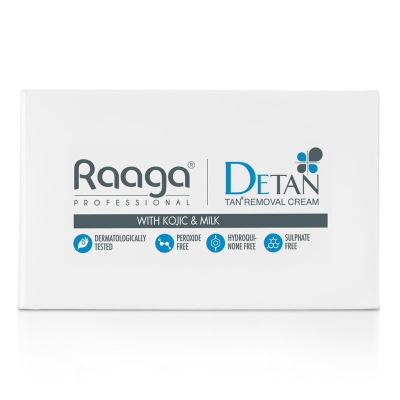 RAAGA PROFESSIONAL Raaga Professional De-Tan Cream | Reduces Tanning & Sun Damage | With Milk Extract for Hydrated, Even-Toned Skin | Gentle Face & Body Formula | For All Skin Types | 2.54 Oz (72g)
