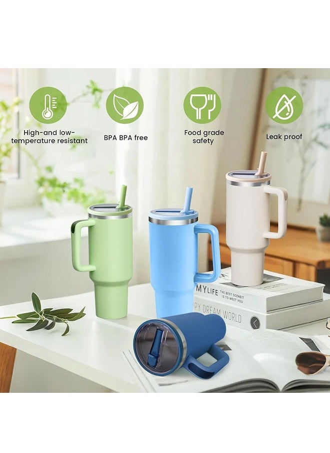 Generic 2 Pcs 40 OZ Tumbler Flip Straw Lid Fit for  Quencher, Leakproof Replacement Tumbler Lids, Splash Resistant Tumbler Covers with Straws and Brush for  Cup Accessories  - Image 5