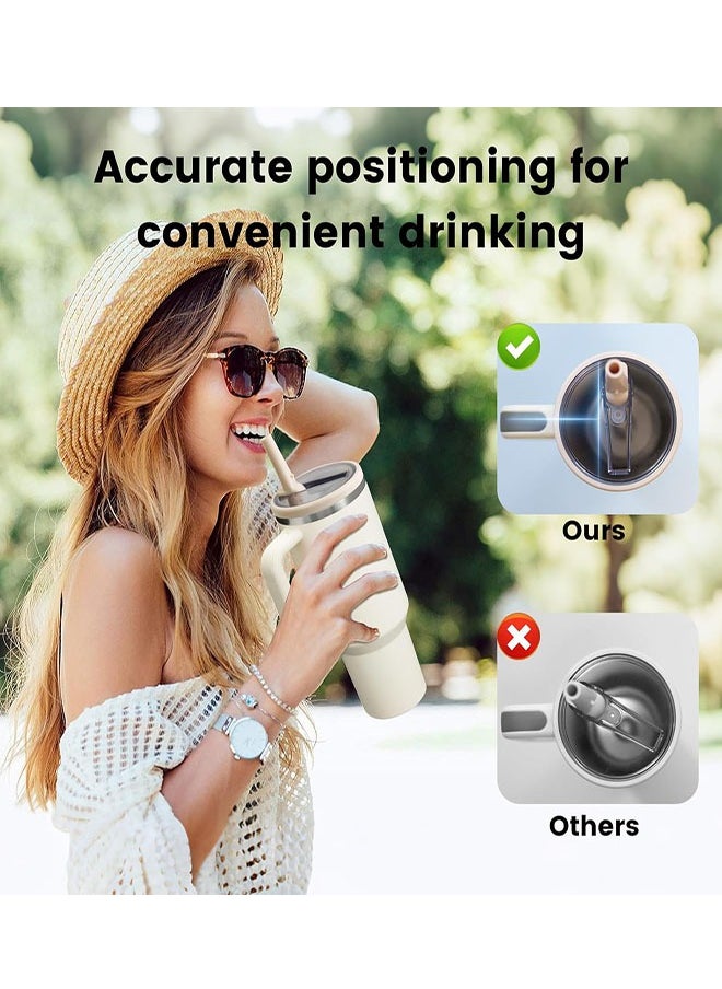 Generic 2 Pcs 40 OZ Tumbler Flip Straw Lid Fit for  Quencher, Leakproof Replacement Tumbler Lids, Splash Resistant Tumbler Covers with Straws and Brush for  Cup Accessories  - Image 4