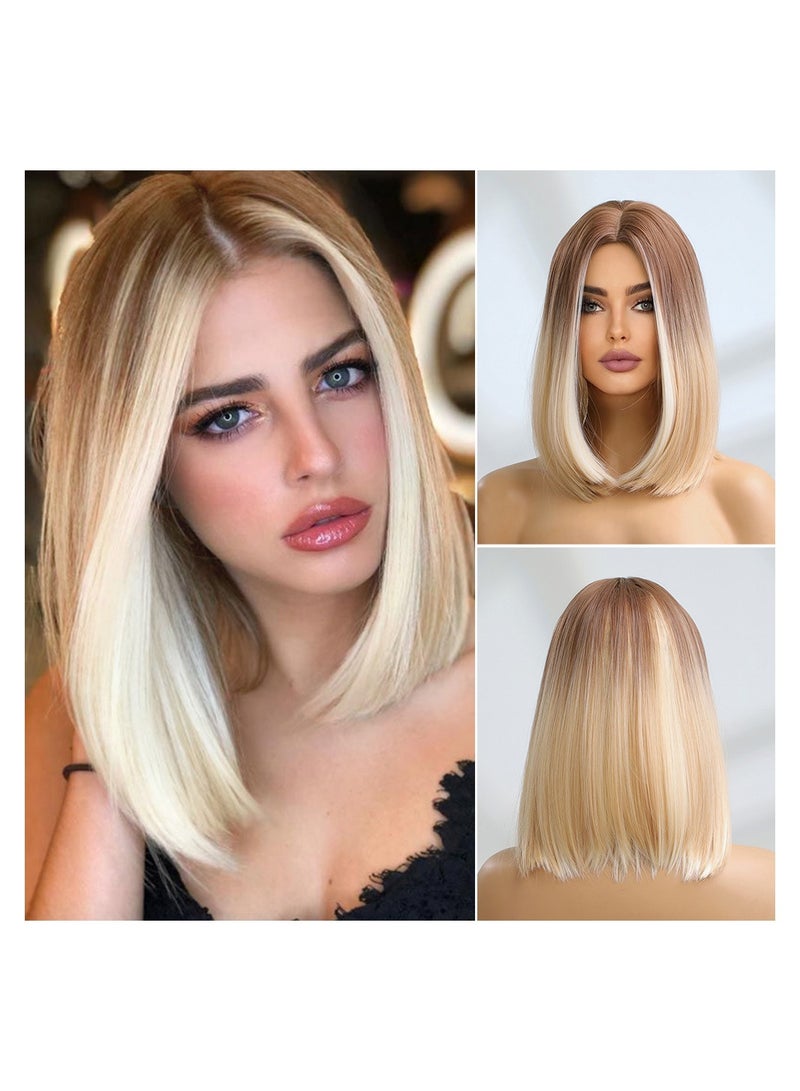 general Bob Wig with Bangs, Short Hair Wig for Women Straight Synthetic Natural Heat Resistant Fiber Side Part Wigs as Real Hair for Daily Wear, Party, Costume, Cosplay