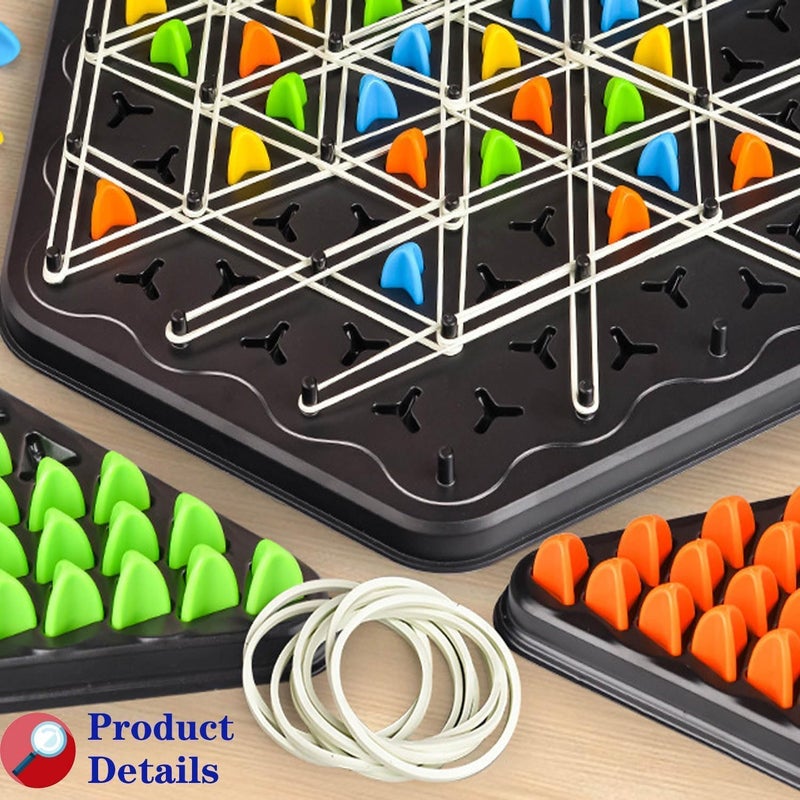 UMANATH Chain Triangle Chess Game Triggle Rubber Band Game for Kids & Adults, Fun Family Board Game, Brain Teaser Puzzle, Interactive Chess Set for 2-4 Players, Multicolour - Image 3
