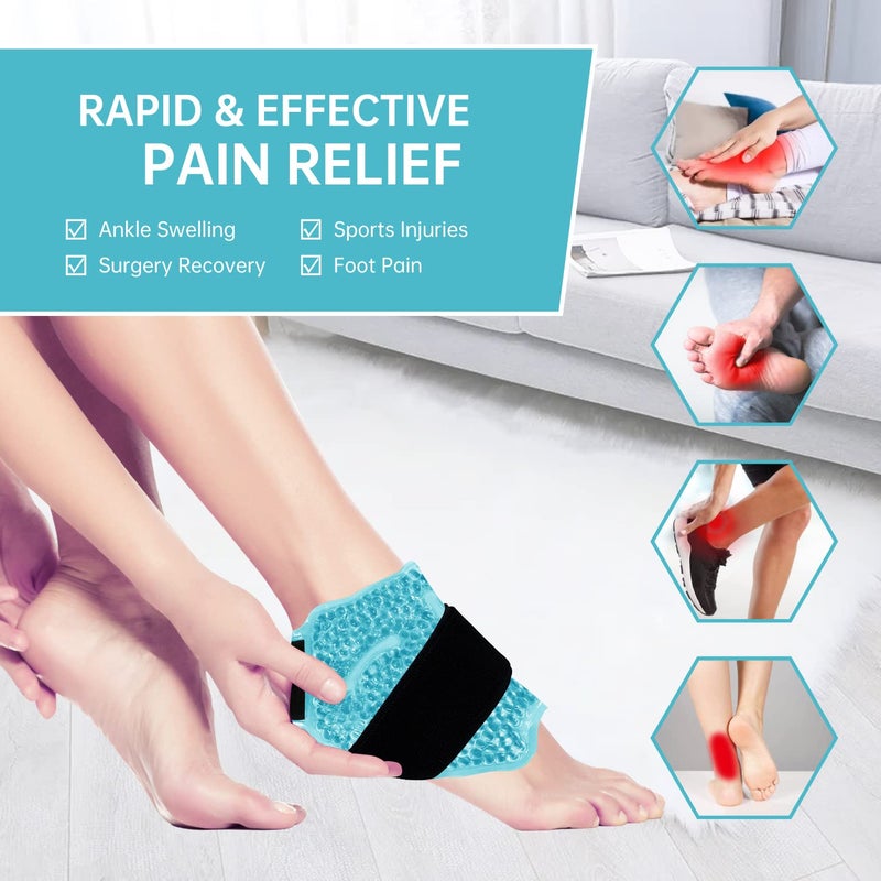 All one tech Ankle/Sport Foot Ice Therapy Wrap,Hot Cold Ice Gel Pack with Adjustable Brace for Sprained Ankles, Plantar Fasciitis, Achilles,tendonitis, and Swelling Feet,Microwaveable, Freezable and Reusable - Image 3