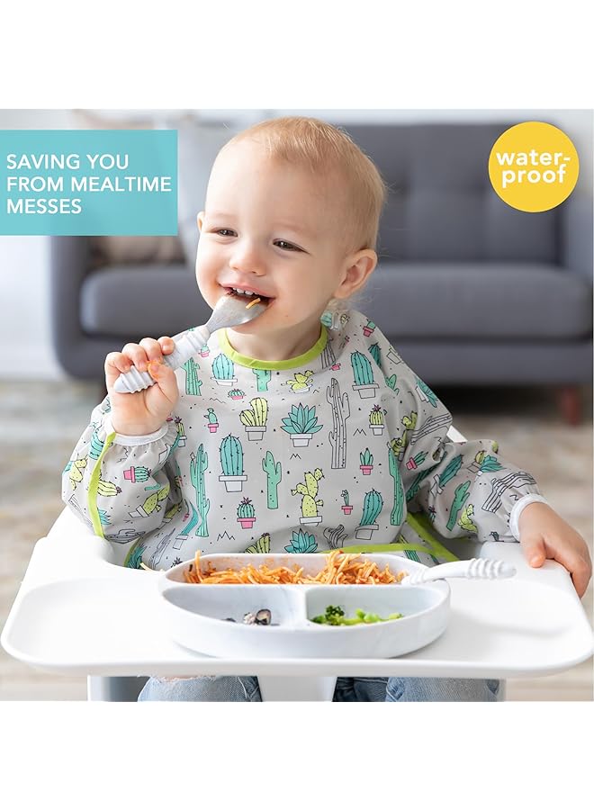 BUMKiNs Sleeved Bib/Baby Bib/Toddler Bib/Smock Waterproof Washable Stain And Odor Resistant 6 24 Months Cactus - Image 2
