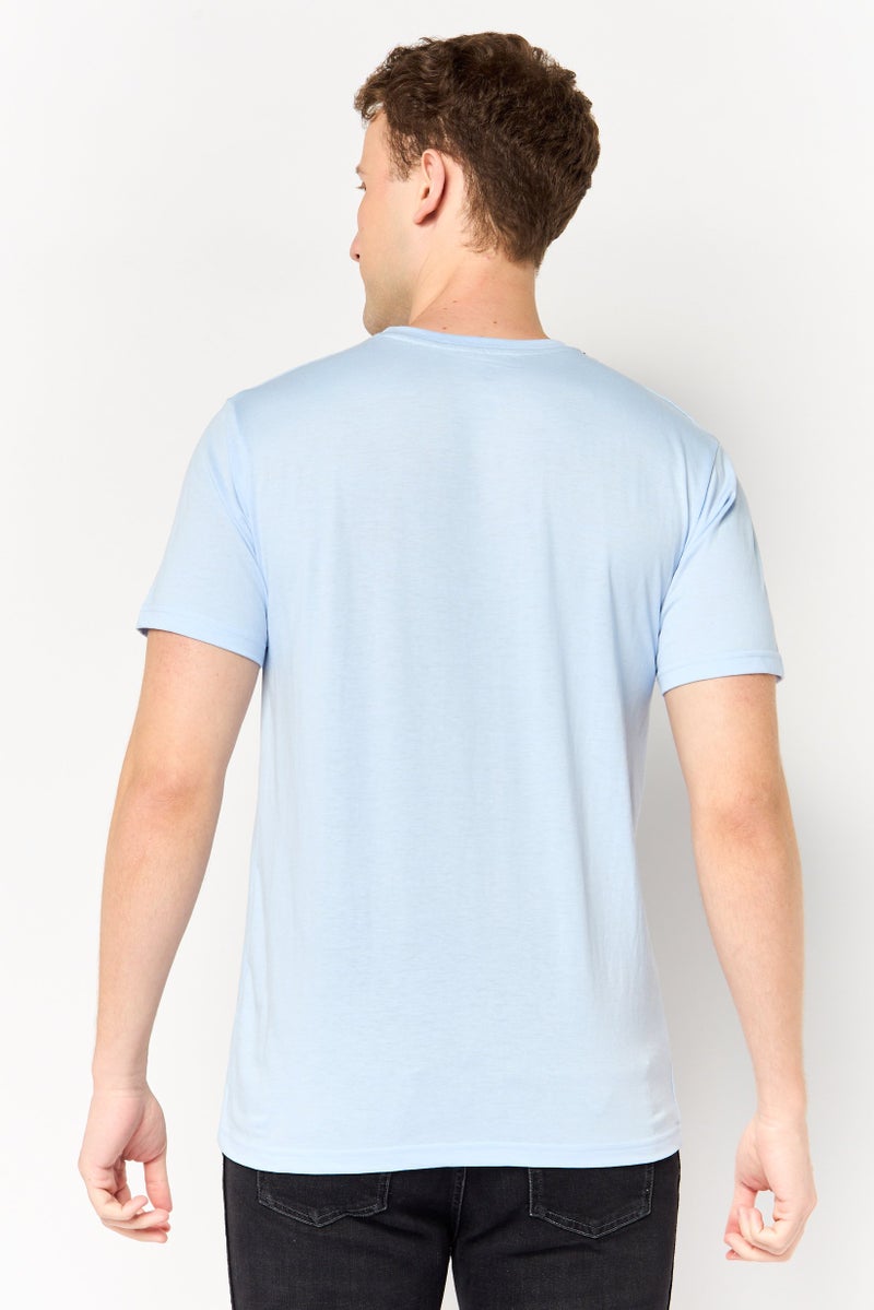Tailorbyrd Men Crew Neck Short Sleeve Embroidered Logo T-Shirt, Light Blue - Image 4