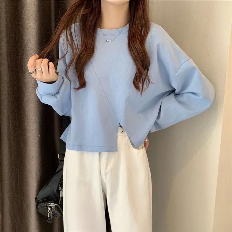 High Waist Short Sweatshirt Autumn Blue, good quality, no pilling