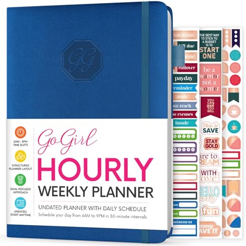 GoGirl Weekly Schedule Planner – Hourly Work & Life Planner with Time Slots – Vertical Agenda Organizer for Daily Productivity, A5 (Mystic Blue) - Image 1