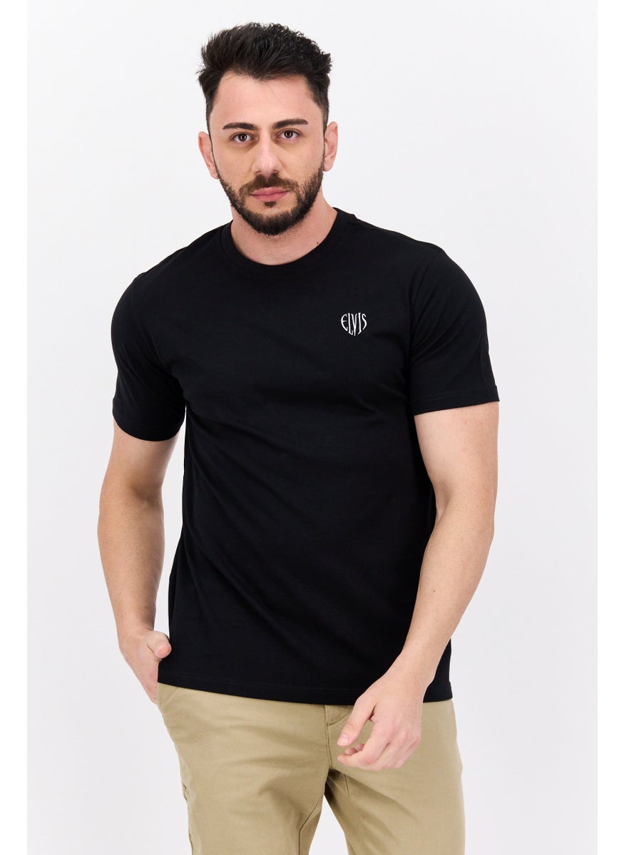 ELVIS Men Crew Neck Short Sleeve Embroidered Logo T-Shirt, Black Combo  - Image 1