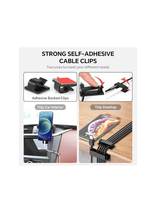 S-TOP 373PCS Cable Management Kit,Cable Organizer,Cable Holder,Cable Management,Wire Organizer,Electrical Cable Ties,Cable Straps,Cable Sleeves,Electrical Cable Wall Clips for Home&Office - Image 4
