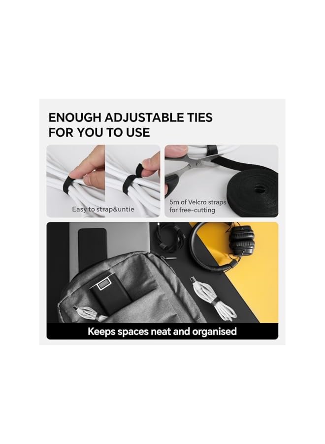 S-TOP 373PCS Cable Management Kit,Cable Organizer,Cable Holder,Cable Management,Wire Organizer,Electrical Cable Ties,Cable Straps,Cable Sleeves,Electrical Cable Wall Clips for Home&Office - Image 5
