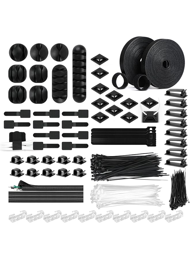 S-TOP 373PCS Cable Management Kit,Cable Organizer,Cable Holder,Cable Management,Wire Organizer,Electrical Cable Ties,Cable Straps,Cable Sleeves,Electrical Cable Wall Clips for Home&Office - Image 1
