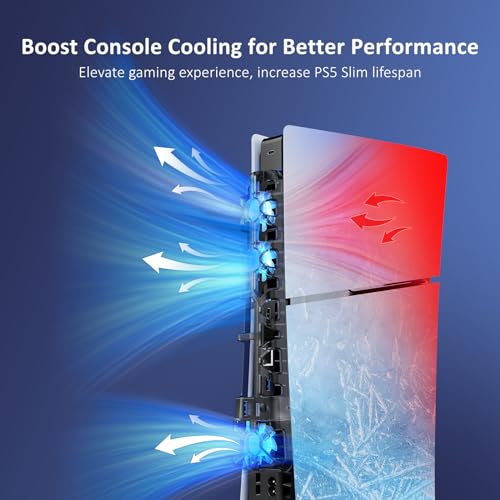 NexiGo PS5 Slim Silent Enhanced Cooling Fan with Adjustable Speed Auto Power OnOff with USB 30 Port Efficient Cooling System for Both PS5 Slim Disc and Digital Editions - Image 3