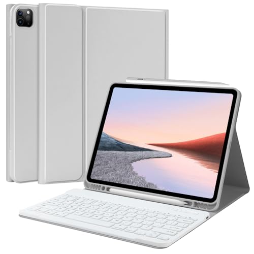 TQQ for iPad Air 13-inch (M3/M2, 2025/2024) & Pro 12.9 inch Case with Keyboard, Keyboard case for 12.9-inch iPad Pro 6th/5th Gen - with Pencil Holder for iPad Air 13-inch/iPad Pro 12.9 (Gray) - Image 1